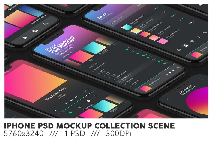 Isometric iPhone PSD Mockup Collection Scene