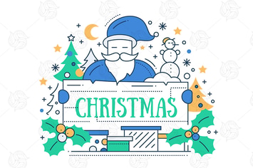 Merry Christmas - Line Design Greeting Card