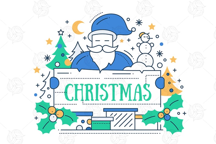 Merry Christmas - Line Design Greeting Card