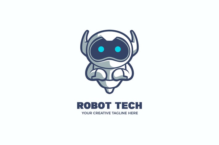 Robot Technology Cartoon Mascot Logo Template