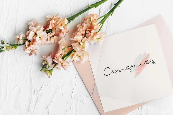 Wedding invitation card mockup with flower