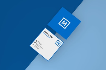 Square Business Card Mockup - Top View
