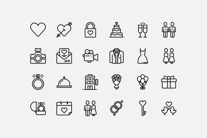24 Love and Wedding icons