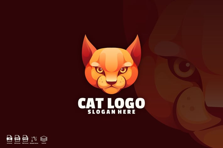 Cat Gradient Logo template