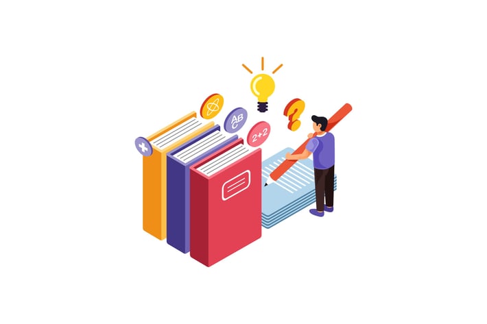 Isometric Education School Concept Illustration