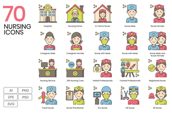 70 Nursing and Medical Line Icons