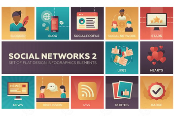 Social networks - set of flat design infographics