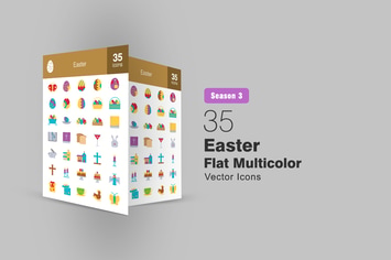 35 Easter Flat Multicolor Icons Season III