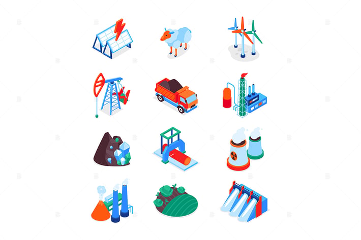 Industry and Environment - Isometric Icons