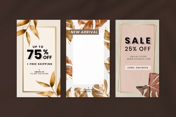 Gold leaves shopping discount template design