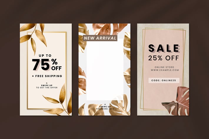 Gold leaves shopping discount template design