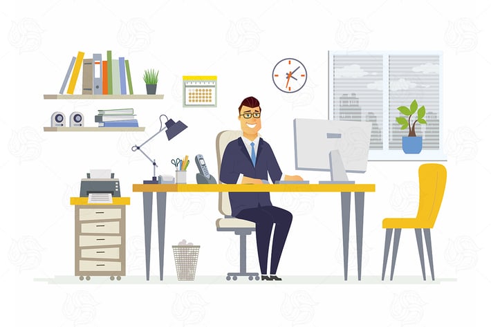 Office Man - modern vector flat illustration