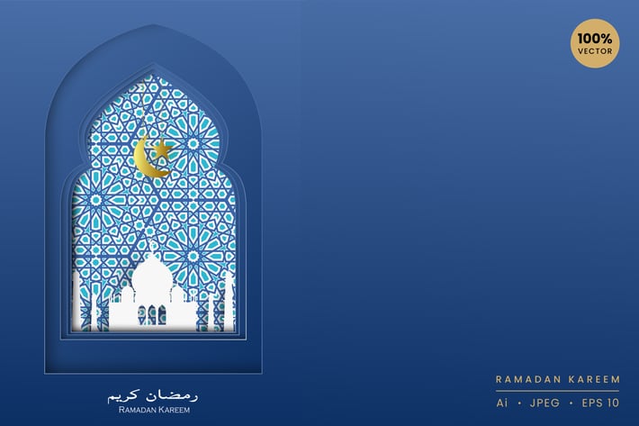 Ramadan kareem Paper Art Vector Card Vol.9