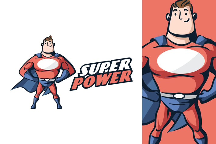 Cartoon Retro Vintage Superhero Mascot Logo