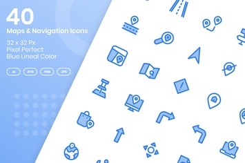 40 Maps & Navigation - Blue Lineal Color Style