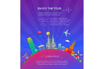 Enjoy the Tour - flat design style composition