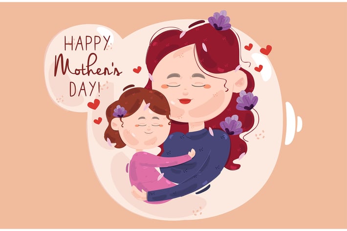 Mother and Child Hugging Illustration