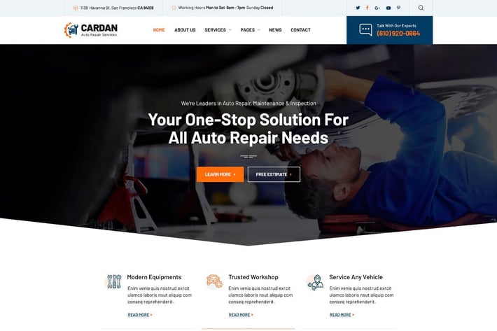 Cardan - Car Repair Services Figma Template
