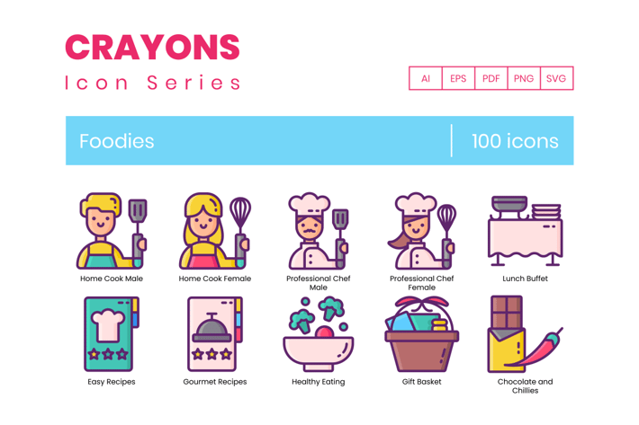 100 Foodies Line Icons
