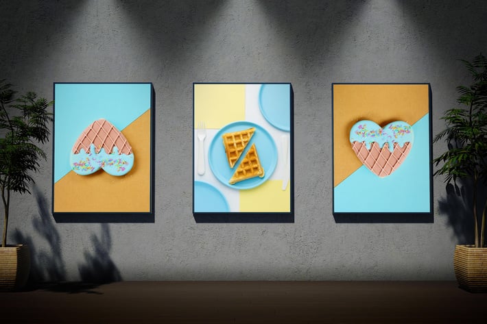 Posters Mockup - Concrete Wall & Wooden Floor