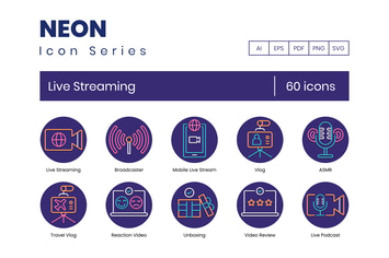 60 Live Streaming Icons