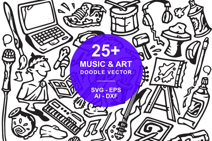Music and Art Doodle Illustration