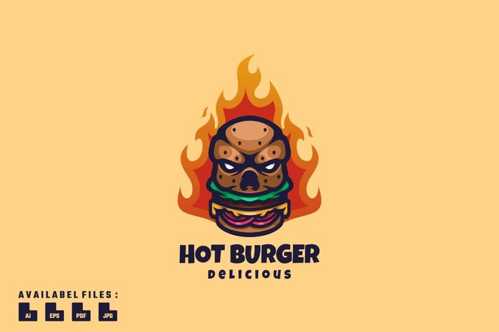 Hot Burger Logo Mascot
