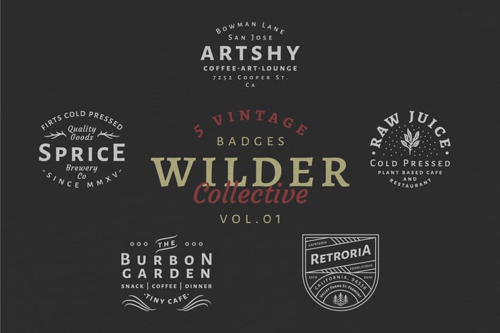 5 Vintage Badge Logos Vol 01