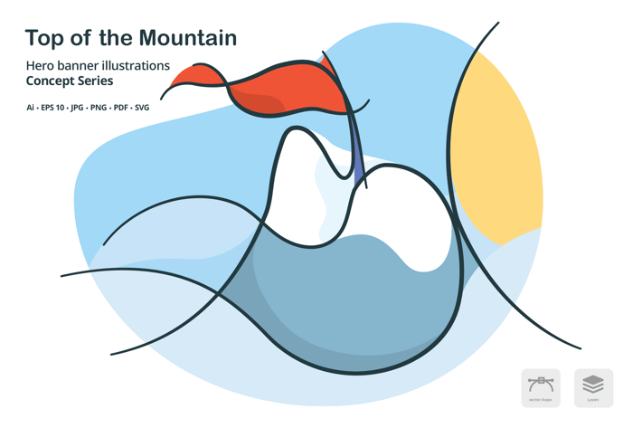 Top of the Mountain Vector Illustration
