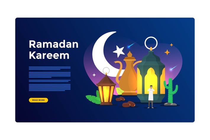 Ramadan Kareem Flat Illustration
