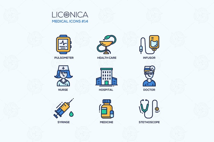 Medicine - thin line design icons, pictograms