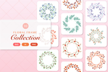 10 Round Floral Frame Collection