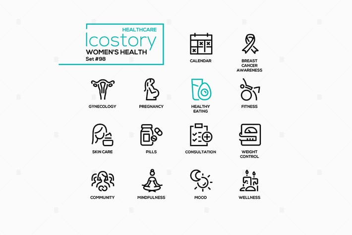 Women's health - line design style icons set