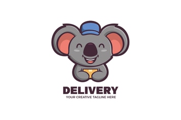 Koala Delivery Courier Mascot Character Logo