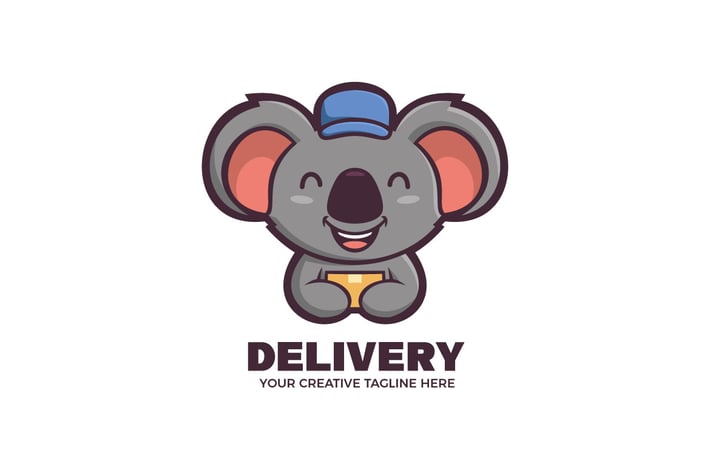 Koala Delivery Courier Mascot Character Logo