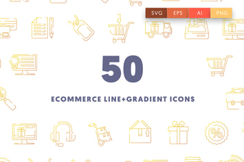 Ecommerce Line and Gradient Icons