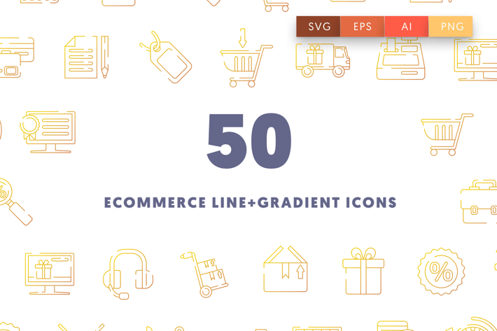 Ecommerce Line and Gradient Icons