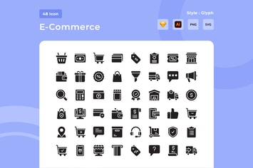 E-Commerce Glyph Style Icon Pack