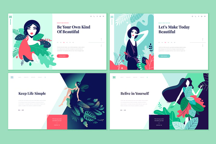 Set of Beauty Web Page Design Templates