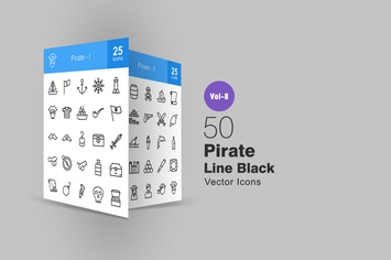 50 Pirate Line Icons