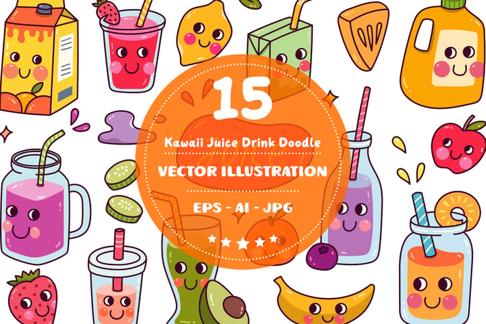 Kawaii Juice Drink Doodle Set