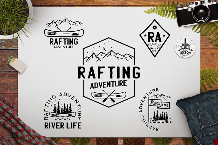 Rafting Adventure Logos, Camping Badges, TShirt 