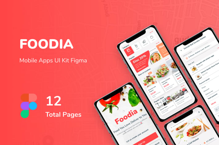 Foodia - Food Delivery Mobile App UI kit Figma