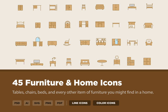 45 Furniture and Home Icons