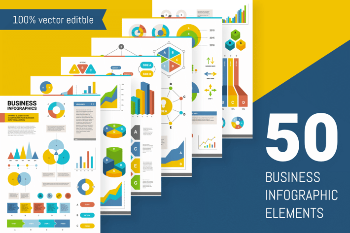 Set of 50 business infographic elements