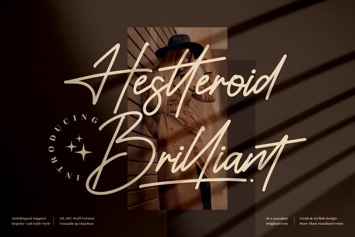 Hestteroid Brilliant  Signature Font