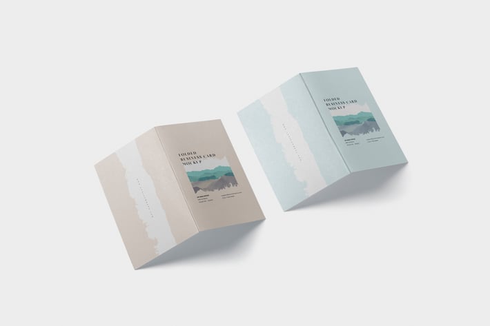 Folded Business Card Mockup - Horizontal Orientati