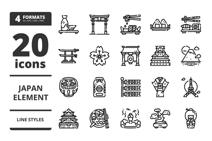 Japan Line icons packs
