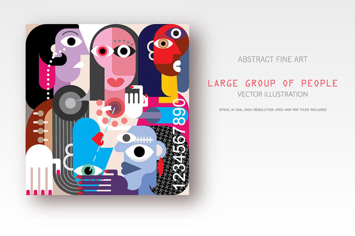 Large Group of People fine art painting
