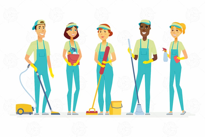 Cleaning staff - isolated illustration